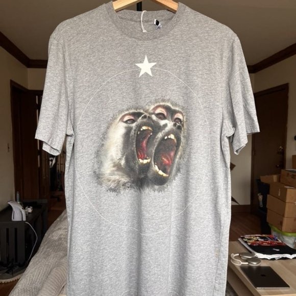 GIVENCHY PARIS SCREAMING MONKEY GREY T SHIRT SIZE XS DESIGNER STREETWEAR HYPE - Picture 1 of 6